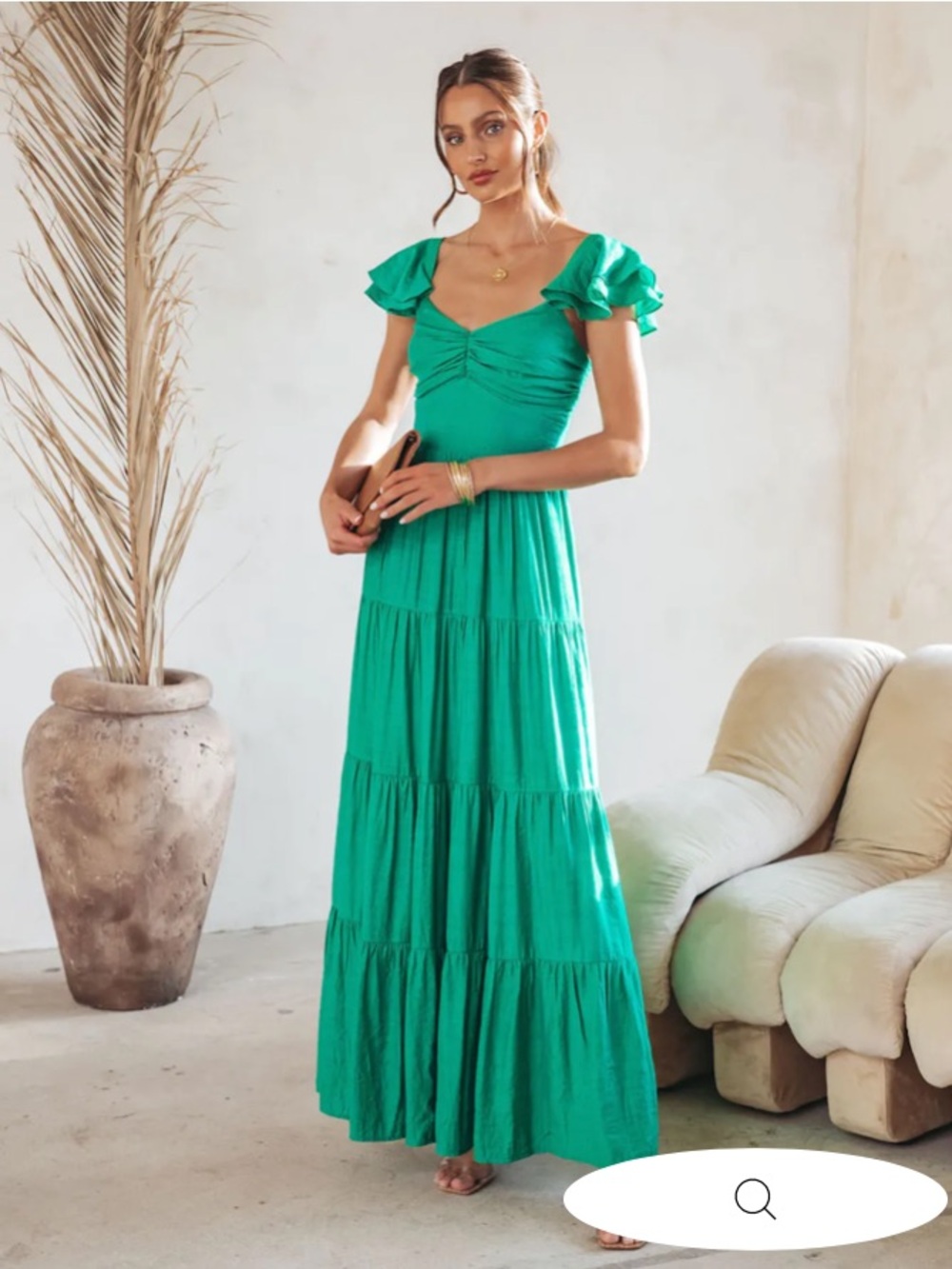 Vici/Flying Tomato Palm Island Tiered Maxi Dress - Green size small